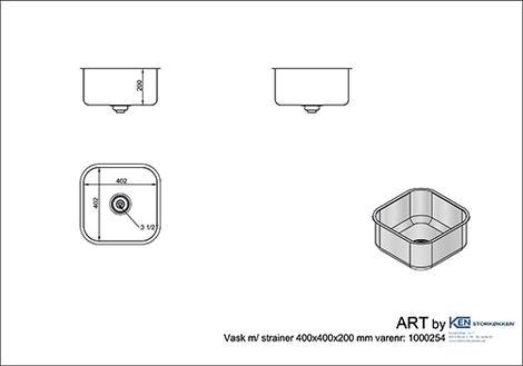Vask 400x290 m/strainer ART 
