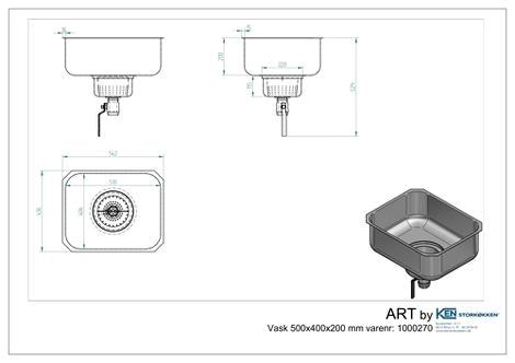 Vask 500x400 m/sump, si og kugleventil ART 