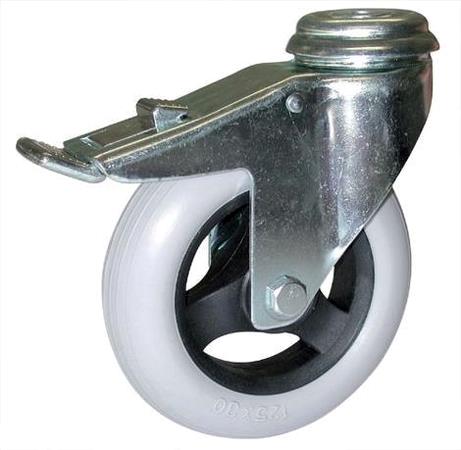 Hjul 125 mm m/gaffel og bremse Tente 