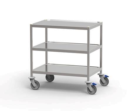 Kørebord 830x600 mm m/vulstkant m/ over og 2 underhylder 