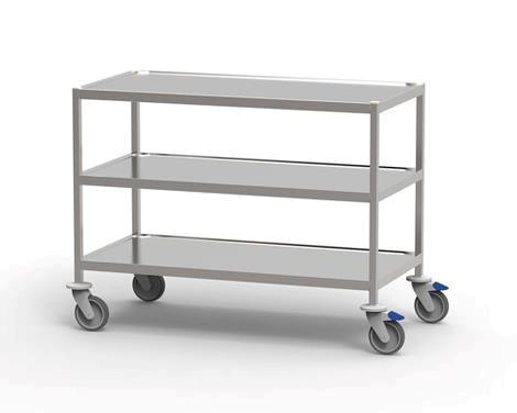 Kørebord 600x1100mm m/vulstkant m/over og 2 underhylder 