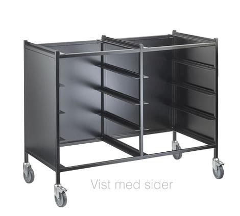 Afrydningsvogn sort, lav dobbelt model åben alle 4 sider 