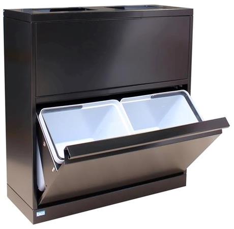 Affaldsbeholder 80 ltr mat sort Bica (2x20 ltr og 4x10 ltr) 