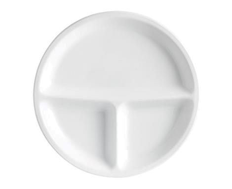 Grilltallerken Restaurant 256 mm m/3 rum hvid 