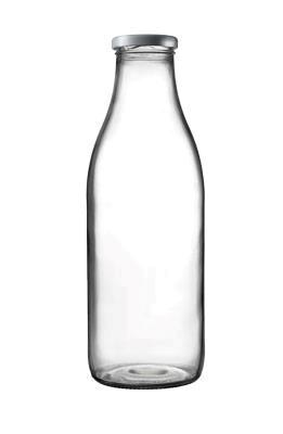 Låg stål look til Glasflaske 1 ltr 