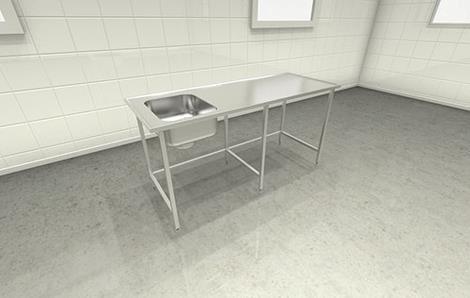Vaskebord med vask u/bagkant B2400 x D700 x H900 mm 