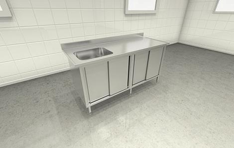 Vaskeskab med en vask og bagkant B2400 x D700 x H900 mm 