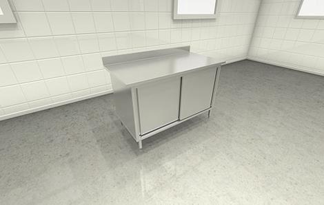 Skab med bordplade m/bagkant B1400 x D700 x H900 mm 