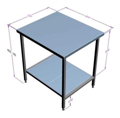 Afsætningsbord 800x700 mm r/s m/ plastunderhylde 