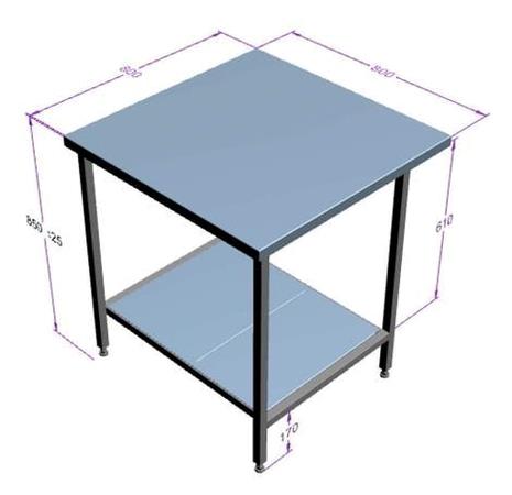 Afsætningsbord 800x800 mm r/s m/ plastunderhylde 