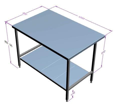 Afsætningsbord 1200x800mm r/s m/ plastunderhylde 