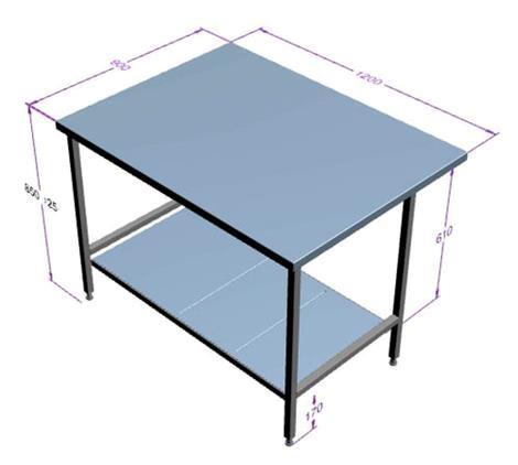 Afsætningsbord 1200x900mm r/s m/ plastunderhylde 
