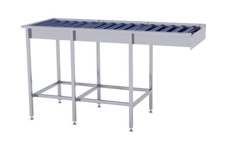 Tørrebord 900x650 m/styrekant, ruller og drypkar rustfri stål ART 