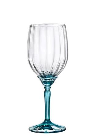 Hvidvinsglas Florian m/ blå stilk 38 cl Restlager 
