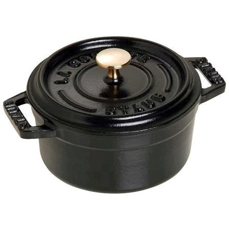 Mini cocotte sort m/ låg 0,25 ltr Staub 