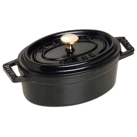 Mini cocotte sort oval m/ låg 0,25 ltr Staub 