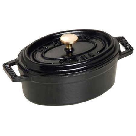 Mini cocotte sort oval m/ låg 0,25 ltr Staub