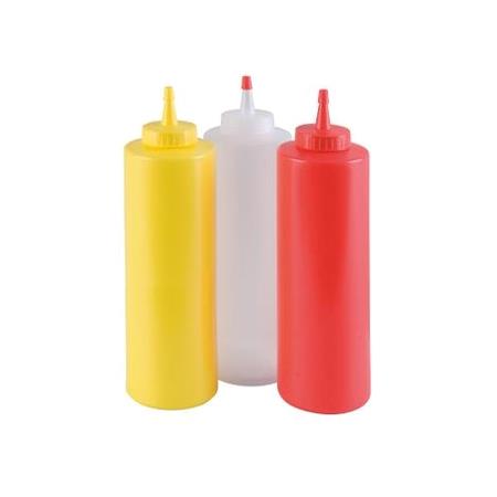 Squeeze plast flaske 36 cl rød m/låg 