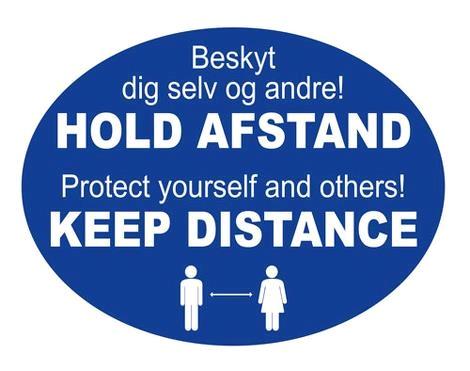 Hold afstand Selvklæbende gulvfolie oval B400 x D300 mm Dank/Engelsk 