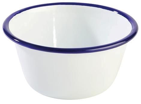 Skål diam 130 mm hvid/blå Emalje 
