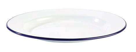 Tallerken diam 260 mm hvid/blå Emalje 