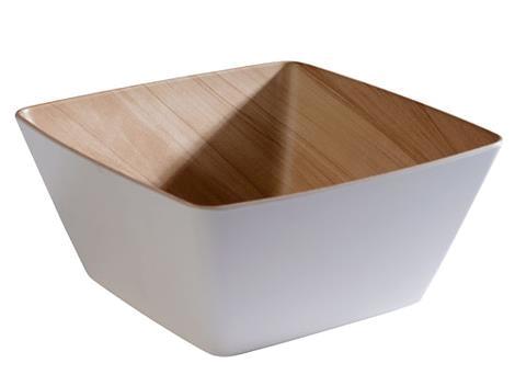 Skål B250 x D250 x H120 mm træ look/hvid Melamin Frida 