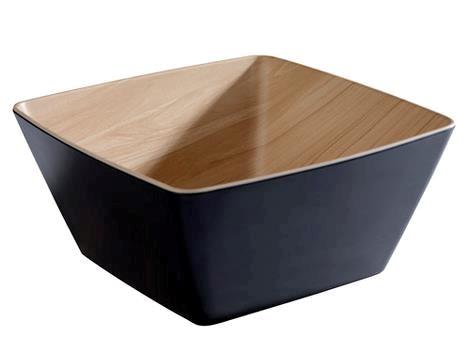 Skål B250 x D250 x H120 mm træ look/sort Melamin Frida 