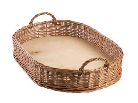 Brødkurv oval B530xD350xH100 mm rødpil m/træbund 