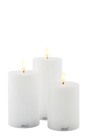 Bloklys LED Hvid 3 højder Diam 75 mm Sirius Sille genopladelig 