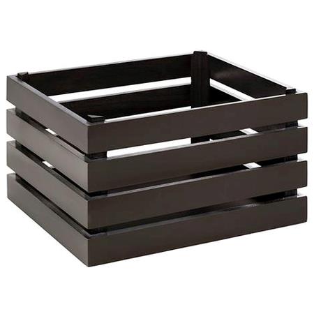 Trækasse B350 x D290 x H200 mm 1/2 GN Sort acacia træ 