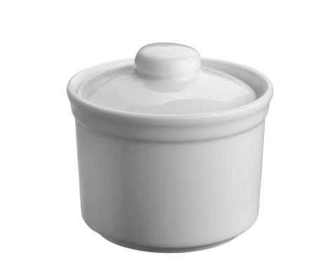 Sukkerskål inkl låg 75 mm 15 cl hvid porcelæn 