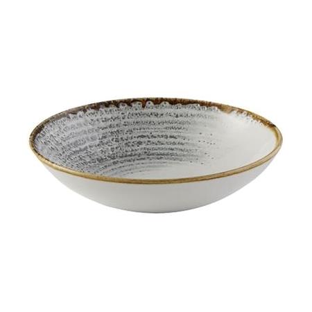 Tallerken coupe dyb hvid m/grå D182 mm Homespun Accents 