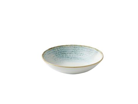 Tallerken coupe dyb hvid m/lyseblå 182mm Homespun Accents 