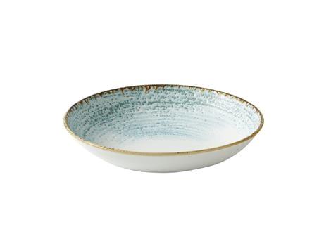 Tallerken coupe dyb hvid m/lyseblå 248mm Homespun Accents 