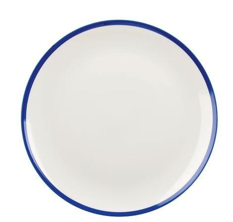 Tallerken hvid med blå kant 260 mm Retro blå Churchill 