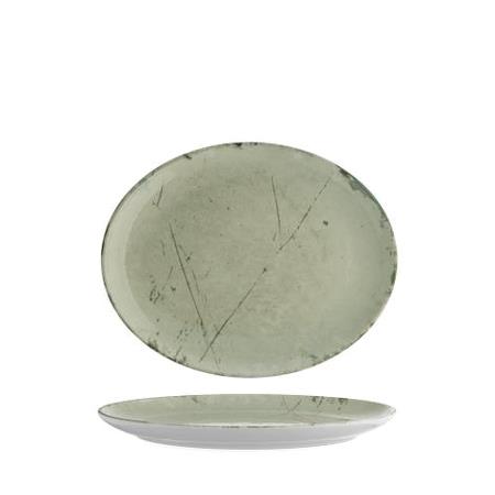 Tallerken coupe oval grøn B200 x D162 mm Stone 