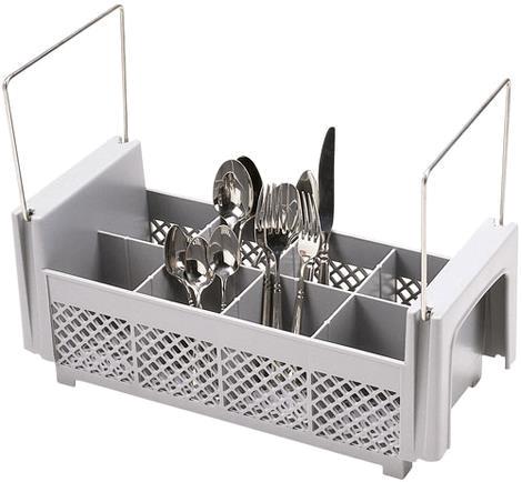 Bestikkurv 8 rum m/håndtag grå Cambro 
